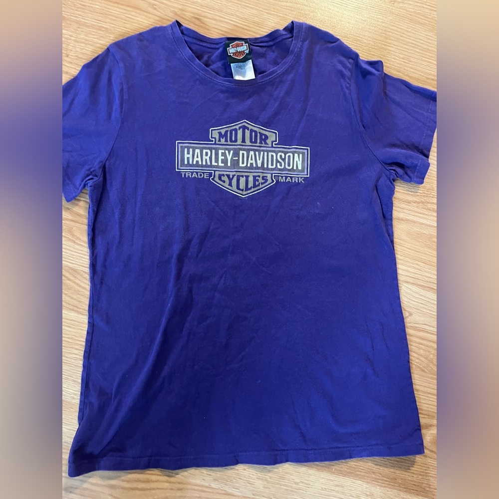 Harley Davidson Logo Graphic Print Biker Style Fitted Tee. Size‎ XL